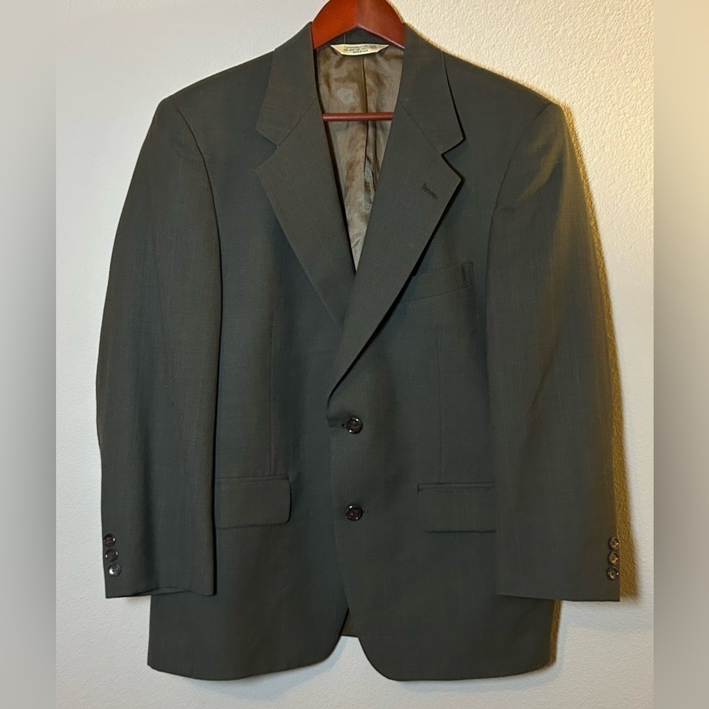 Men’s Sport Coat 40R Executive Collection Light Black 2 Button Blazer Jacket